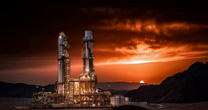 Mars atmospheric processor facility with massive towers reaching into thin atmosphere terraforming technology at work long-term planetary engineering