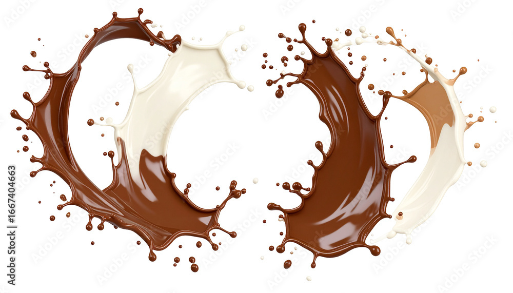 Poster chocolate and vanilla swirls collide, creating a dynamic heart-like shape