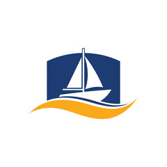 Sailboat on Waves: Leisure and nautical theme.