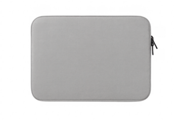 Modern gray laptop sleeve with zipper on transparent background