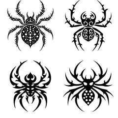 Tribal Spider Vector Illustration Set