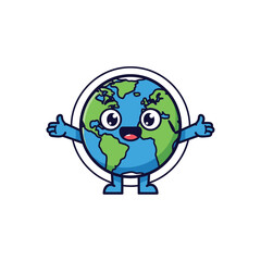 Happy Planet Earth Character Welcoming with a Hug.