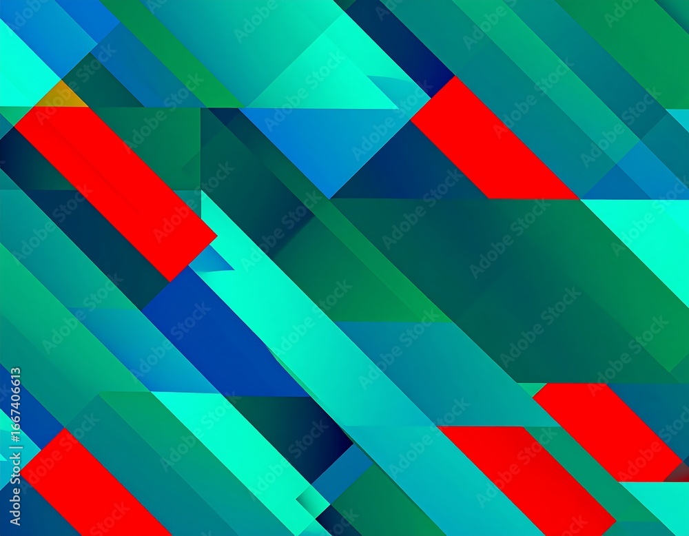 Poster geometric abstraction with vibrant colors, modern shapes and dynamic composition
