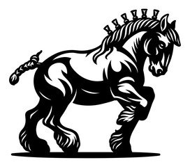 Powerful draft horse stallion vector illustration