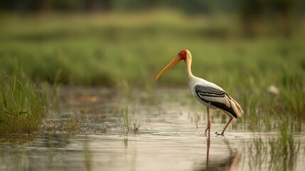 Fototapeta premium Wading bird in marsh