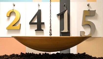Numbers Balanced on Scale with Soil.