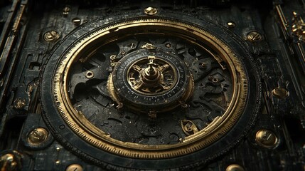 Obraz premium Steampunk Gear Mechanism Closeup.