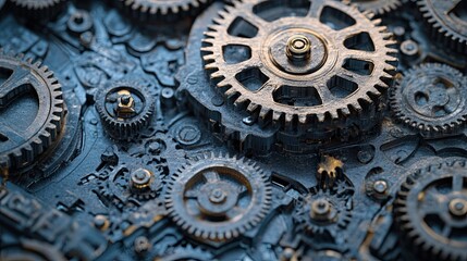 Steampunk Gears Mechanism Closeup.