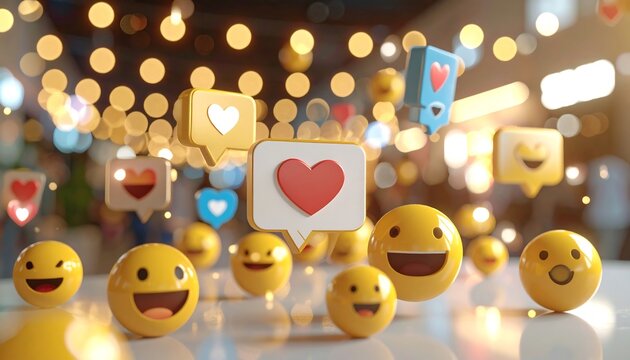 Happy Emojis with Social Media Love.