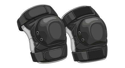 Naklejka premium Pair of durable and stylish black knee pads offering protection during sports