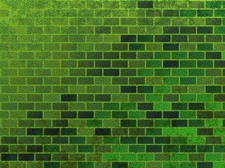 Rustic green brick wall background with natural and eco-inspired texture. Ideal for environmental projects, eco-friendly advertising, posters, web design, and creative visuals.