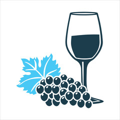 Wine Glass and Grapes Vector Illustration Fete du Vin Bordeaux Juin A wine glass with grape clusters