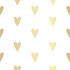 Adoring Hearts seamless pattern, Golden hearts on white background