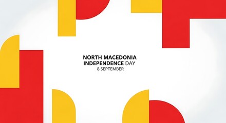 North Macedonia Independence Day Celebration with Abstract Geometric Design and Vibrant Colors