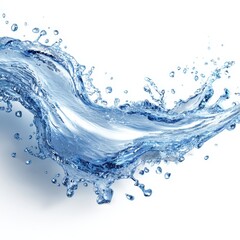 A vivid depiction of blue water splashing with multiple drops in dynamic motion, showcasing the fluidity and energy of water.