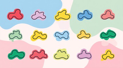 Fototapeta premium Abstract cloud shapes on a pastel background