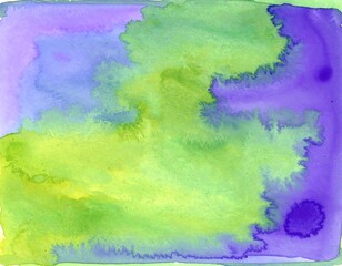 Abstract watercolor blend of vibrant greens and purples