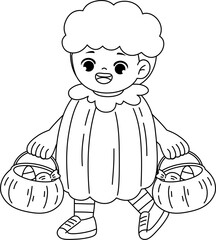 cute halloween cartoon character outline printable coloring