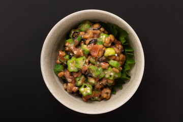 梅オクラ　納豆　塩昆布和え