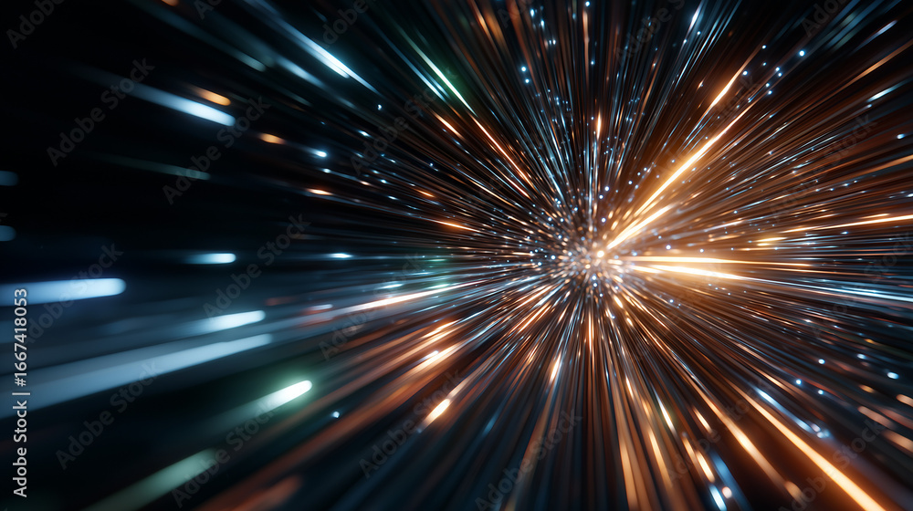Aufkleber celestial passage: a mesmerizing artistic depiction of vibrant light streaking through the cosmos, s