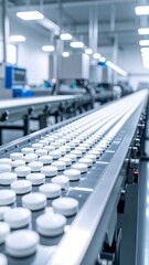 Obraz premium Pharmaceutical production line with pills (1)