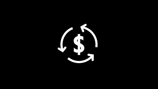 money animated icon. recharge icon, rotation arrow recharge with dollar icon animation.Computing refresh animated icon arrows circle in dollar icon animation. 4k video.