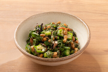 梅しそ　納豆　塩昆布あえ