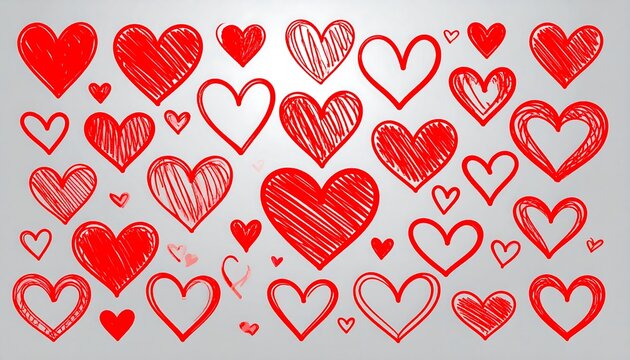 Hand-drawn heart collection