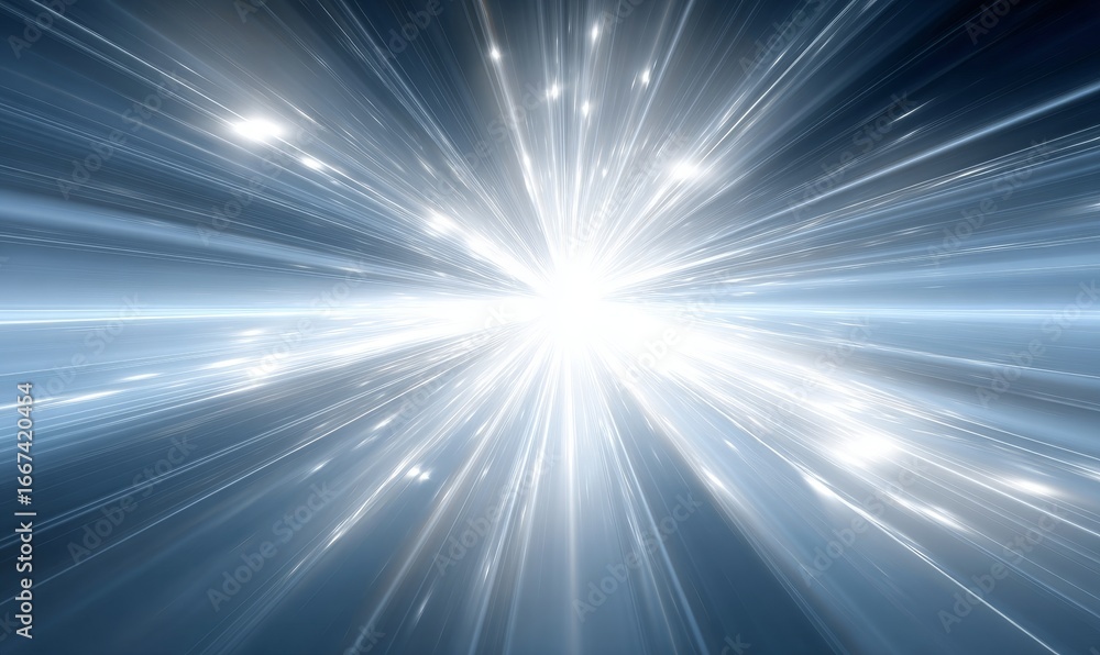 Poster a vivid abstract image featuring bright light bursts and radiating streaks, creating a dynamic and e