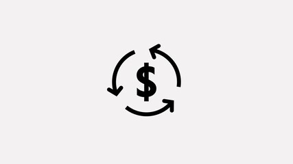 money animated icon. recharge icon, rotation arrow recharge with dollar icon animation.Computing refresh animated icon arrows circle in dollar icon animation. 4k video.
