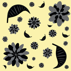 Bright floral pattern on a warm yellow background. Cheerful and playful, ideal for textiles, wallpapers, and gift wrap.