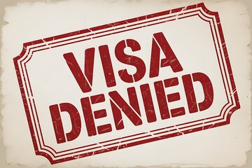 Official red stamp clearly states visa denied over aged paper texture