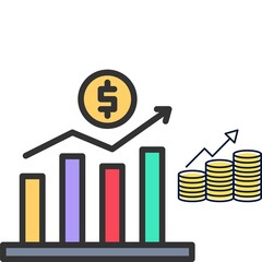 business graph and money