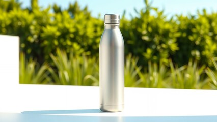 Stainless Steel Water Bottle on a Patio