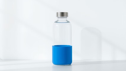 Clear Glass Bottle on a White Surface against Window Light