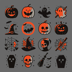Halloween set of elegantly design vector colorful art 