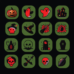 Halloween set of elegantly design vector colorful art 