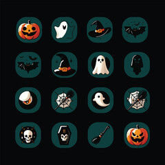 Halloween set of elegantly design vector colorful art 