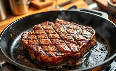 Sizzling Steak in a Skillet