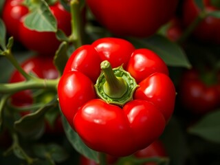 Vivid Red Bell Peppers in Full Bloom