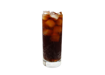A cold glass of cola with ice in a glass