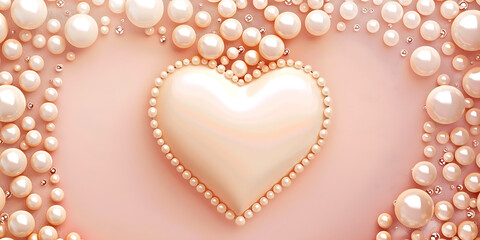 Obraz premium Pearl Heart on Pink Background Elegant Love Symbol