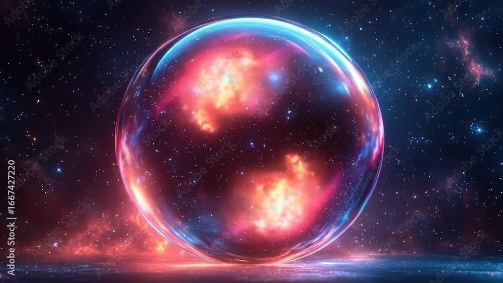 Poster cosmic orb: a celestial sphere encapsulating nebulae