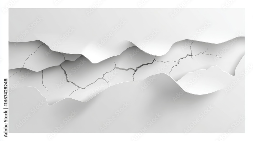 Aufkleber this image features a white paper with visible cracks and a wavy, broken texture, suitable for abstr