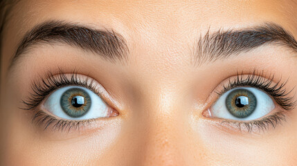 Obraz premium Wide open eyes express disbelief and surprise, showcasing detailed eyelashes and brows