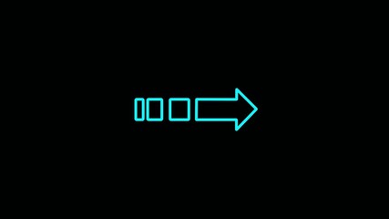 Glowing right side arrow icon animation on black background, right arrow animation. arrow on black and green background left to right direction animation element. - Powered by Adobe