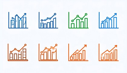 Collection of simple line graph icons