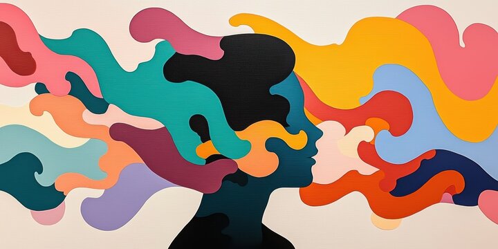 Mental health an abstract depiction of schizophrenia surrounded by swirling colors in a vibrant environment