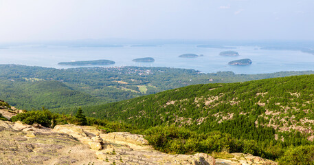 Cadillac mountain landscape with blue sky in Acadia National Park