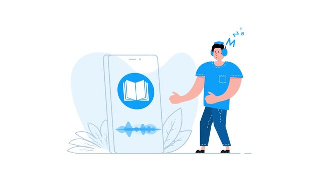 Man listening to an audiobook on a smartphone